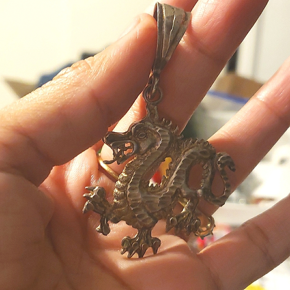 Sold Semi Oversized Sterling Silver DRAGON Pendant 🐉 - Picture 2 of 5